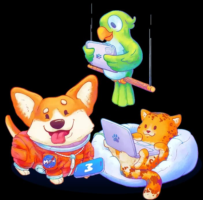 MonPet characters in the ecosystem